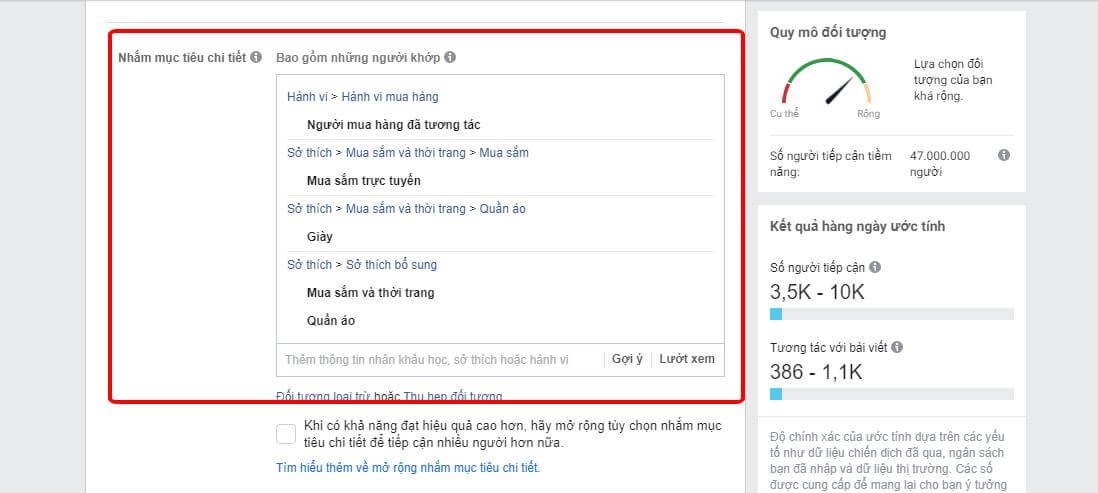 Nhắm mục tiêu chi tiết